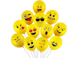 Printed Emoji Balloons Latex Yellow Emoji Smiley Balloons (Pack Of 25)